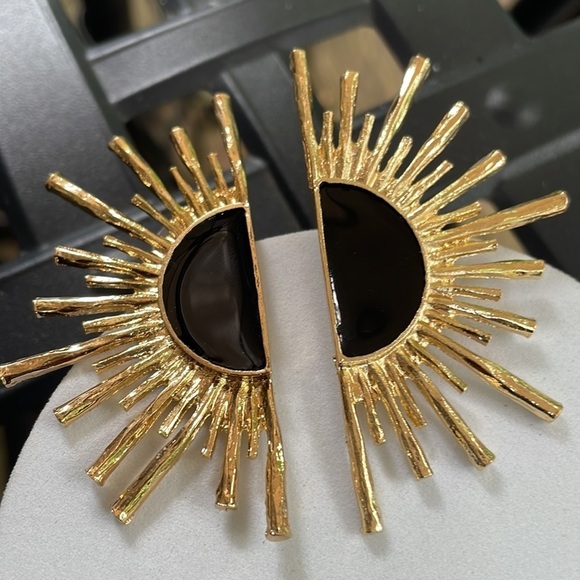 Zara Sun Radiant Gold Statement Stud Earrings - Picture 7 of 16